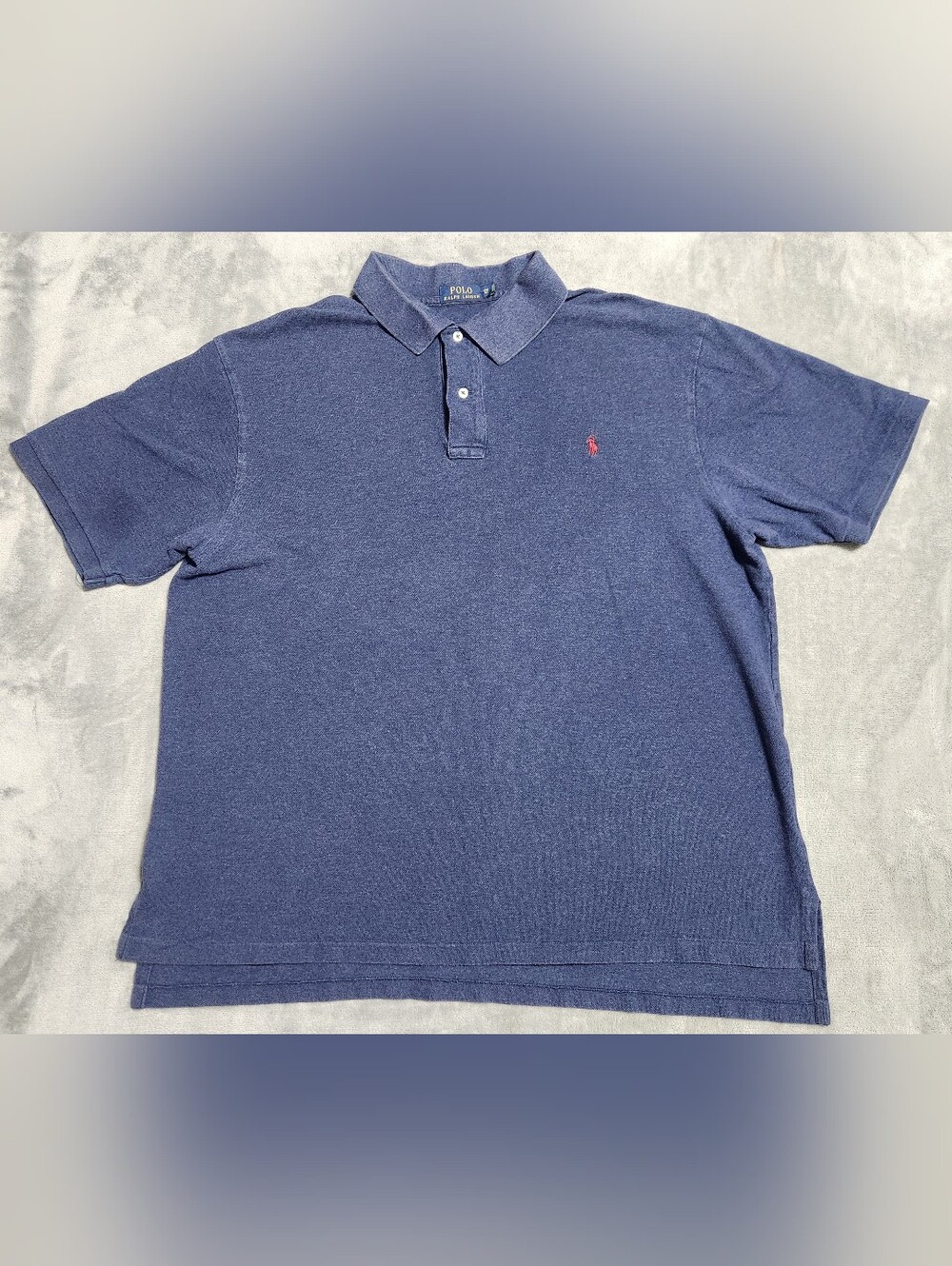 Polo Ralph Lauren Mens Polo Shirt 2XB Heather Blue Red Pony Short Sleeve BigTall
